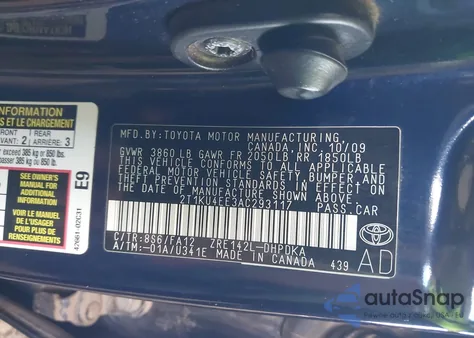 2010 Toyota Matrix from USA, damaged, VIN 2T1KU4EE3AC293117